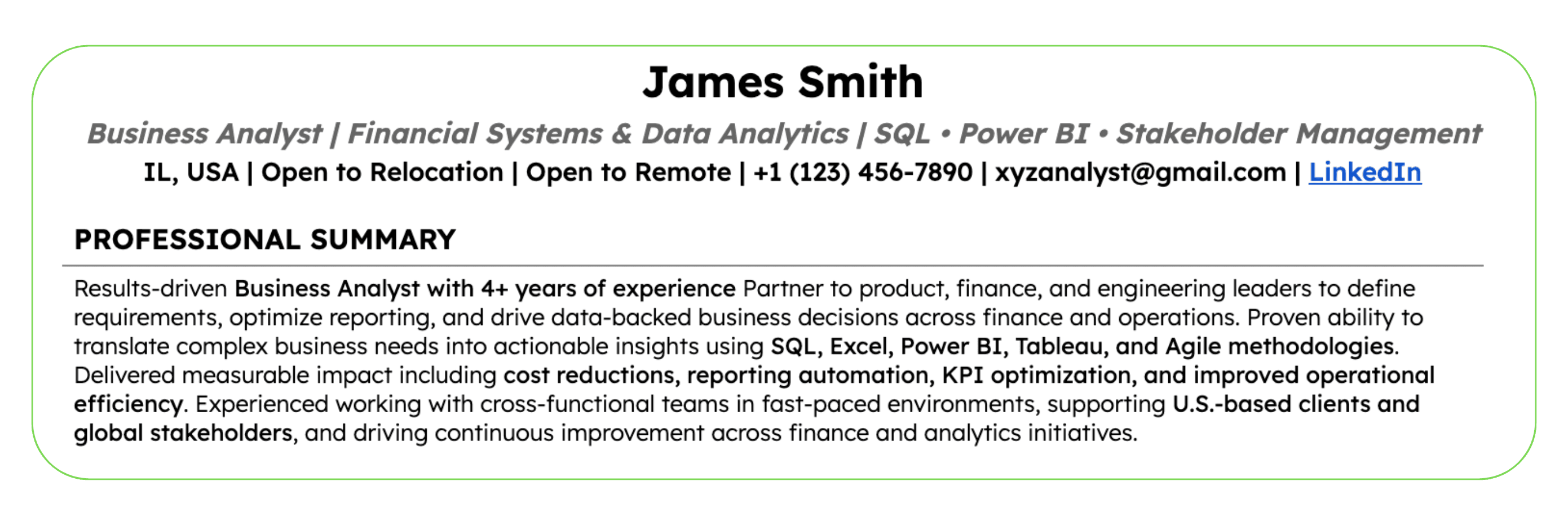 After resume example (blurred)